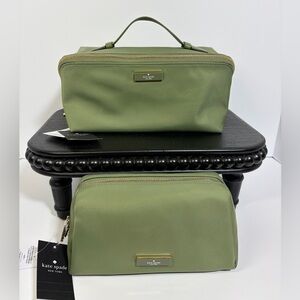 NEW Kate Spade Olive Toiletry Bag Set
